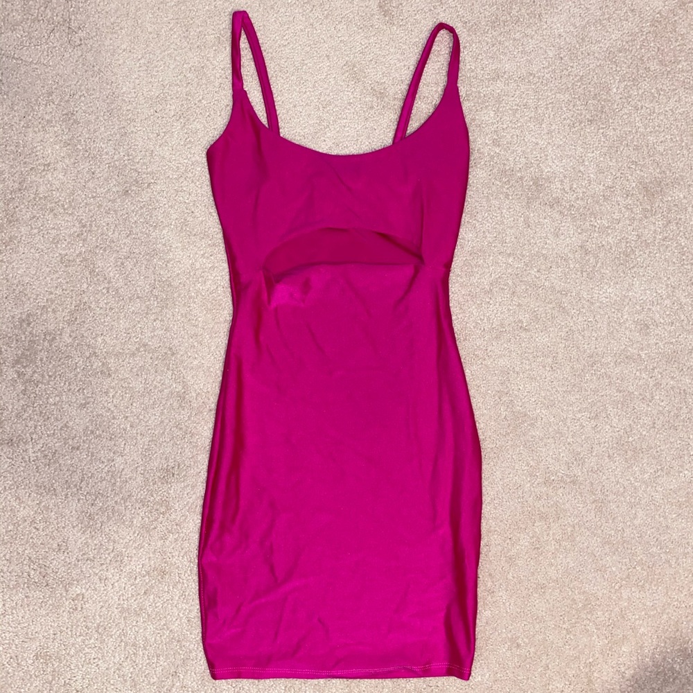 COPY - Neon pink front cutout dress